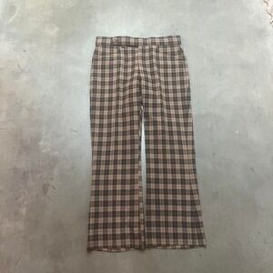 Vintage‎ Sansabelt Jamar ruby plaid disco flare bell bottom pants wide leg 35